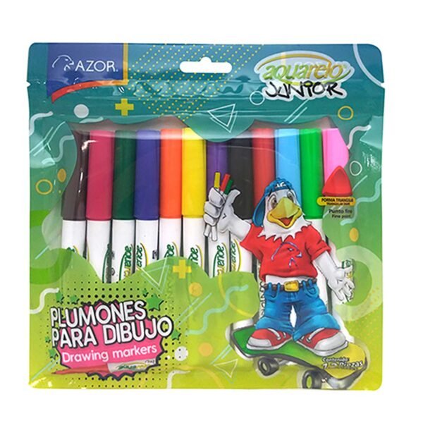 Plumones para dibujo AZOR aquarelo junior 12 piezas