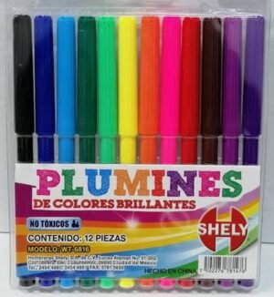 Plumones de colores brillantes SHELY 12 piezas