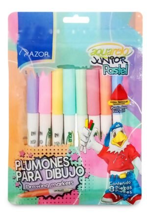 Plumones para dibujo AZOR aquarelo colores pastel 8 piezas