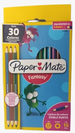 Lapices de colores doble punta Paper Mate fantasy con 15 piezas 30 colores